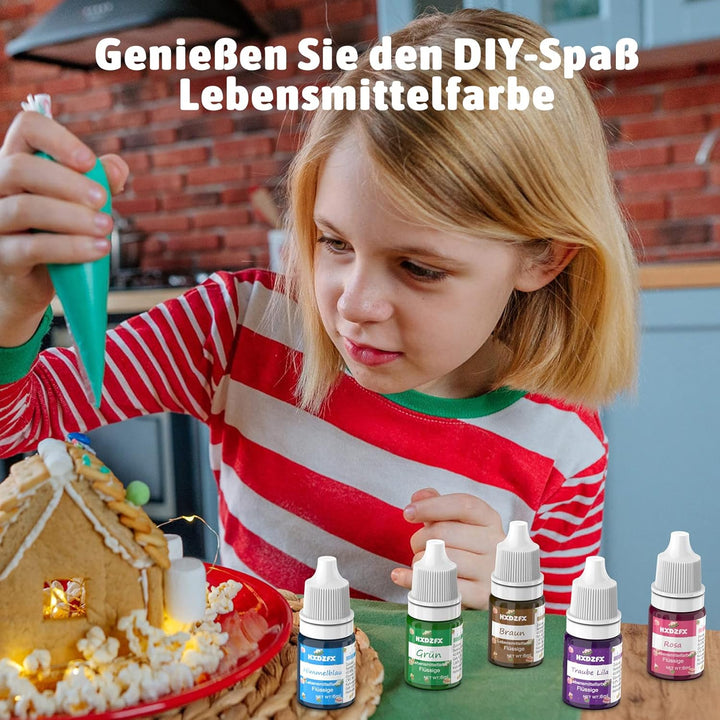 Lebensmittelfarbe – 20 Farben Hochkonzentriert Lebensmittelfarbe Flüssige Zum Tortendeko, Backen, Ostereierfarbe, Macaron, Fondant, Lebensmittel Farben Set Für Kochen, Airbrush, DIY Seifen - 6Ml