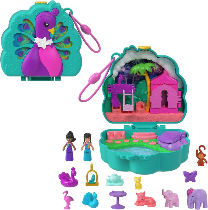 Polly Pocket păpuși și set de joacă, Bubble Tea Panda Box, jucărie pentru animale cu 2 păpuși mici, Panda și accesorii pentru mâncare, HWN95