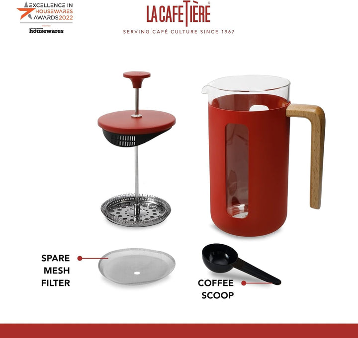La Cafetière Pisa filtru de cafea din oțel inoxidabil, pentru 3 cești, roșu, în cutie cadou