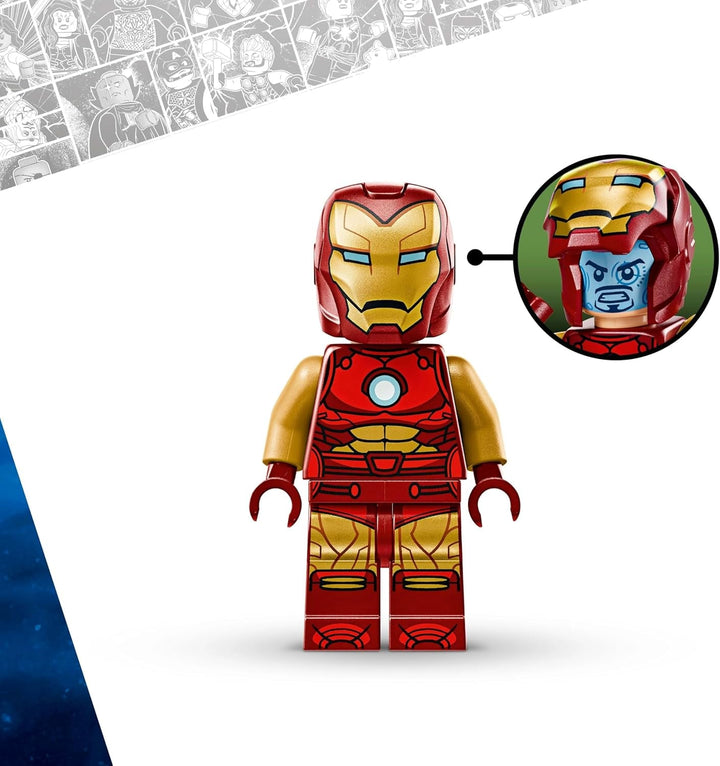 LEGO Marvel Iron Man Mech Vs. Ultron - Jucărie de supererou cu 2 minifigurine - Figură de acțiune cu brațe, picioare și degete mobile - Cadou pentru băieți și fete cu vârsta peste 6 ani 76307