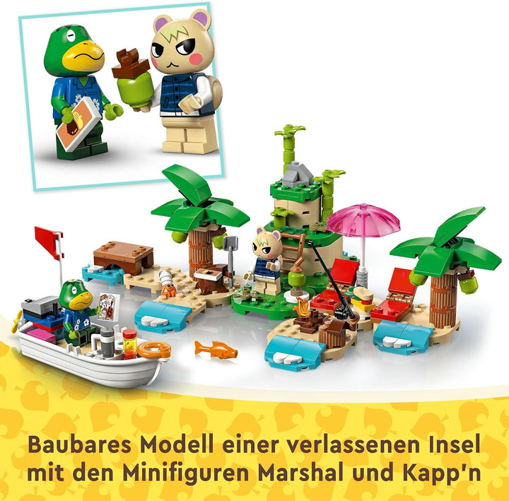LEGO Animal Crossing Käptens Island Boat Tour, jucărie creativă pentru copii cu 2 minifigurine din seria de jocuri video, inclusiv Huschke, cadou pentru fete și băieți de la 6 ani 77048