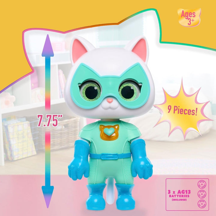 Just Play Disney Junior Superkitties, 20 Cm Big Cat Strong Transformable Bitsy, 9 piese, jucărie pentru copii de la 3 ani