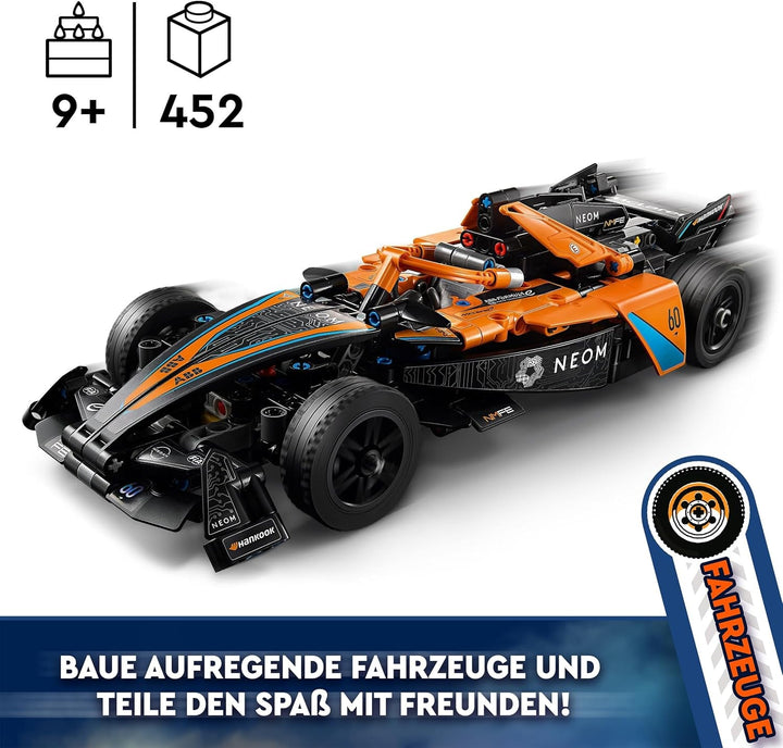 Mașină de curse LEGO Technic NEOM Mclaren Formula E, jucărie cu mașină de curse pentru copii de la 9 ani, băieți și fete, kit de mașină model, decor pentru camera copiilor, idee de cadou pentru ziua de naștere 42169