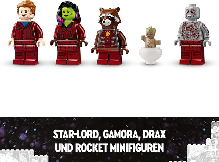LEGO Marvel Guardians of the Galaxy: The Milano, model construibil de navă spațială cu 4 minifigurine de supereroi, Avengers Flyer pentru aventuri spațiale, cadou pentru băieți și fete 76286