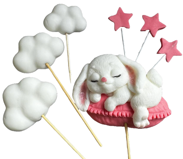 Set 7 edible decorations of sugar, rabbit