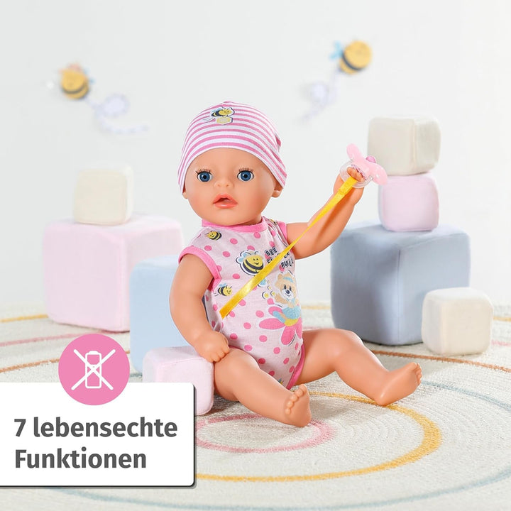 BABY Born Lena (Little Baby Girl) 36Cm, păpușă cu 7 funcții pentru copii de la 1 an, funcționează fără baterie, păpușă mare de 36 cm