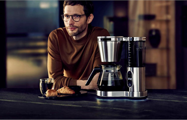 WMF Lumero filtru de cafea cu ulcior de sticlă, filtru de cafea, 10 cești, funcție de temporizare, placă de încălzire, filtru de cafea cu rezervor de apă detașabil, oprire automată, 1000 W