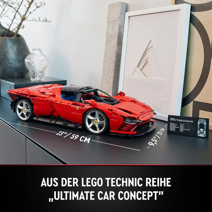 Kit machetă LEGO Technic Ferrari Daytona SP3 la scara 1:8, Mașină super sport roșie, Obiect de colecție machetă de mașină extinsă, Ultimate Car Concept 42143