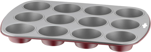 Original Kaiser Classic plus Muffinform Für 12 Muffins, Muffinform Blech 38X27 Cm, Antihaftbeschichtet, Standardgröße, Cupcake Formen, Muffin Backform, Rot