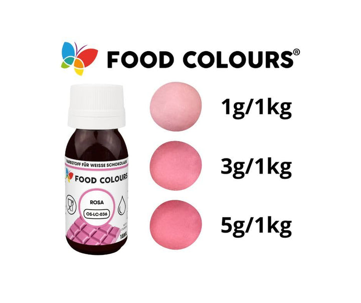 OS-LC PINK 18 Ml Lebensmittelfarbe Für Weiße Schokolade, Pralinen, Cremes, Fettmassen, Gebäck, Kuchen- Und Tortenverzierungen