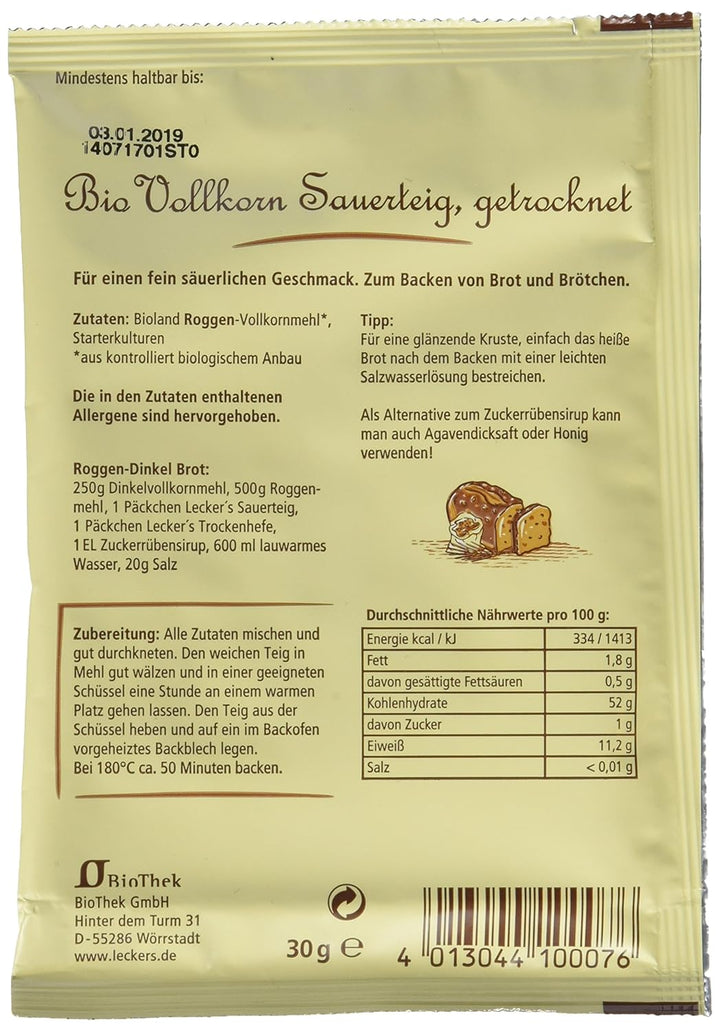 Lecker'S Bio Vollkorn Sauerteig (10 X 30 G)