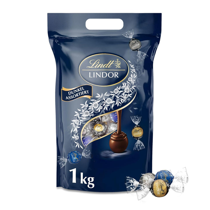 Lindt LINDOR Schokoladen Kugeln Dunkle Mischung | 1 Kg Beutel, Wiederverschliessbar | Ca. 80 Kugeln Dunkle Schokolade (50%, 60% & 70% Kakao) | Grosspackung | Pralinen Geschenk | Schokoladengeschenk