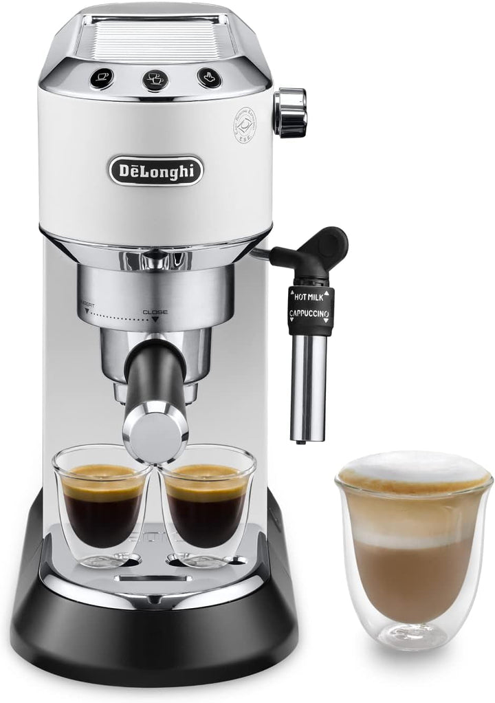 De'Longhi Dedica Style EC 685.M - Mașină espresso portafilter, mașină espresso cu spumă de lapte profesională, doar 15 cm lățime, pentru cafea pudră sau doze ESE, rezervor de apă de 1 litru, argintiu