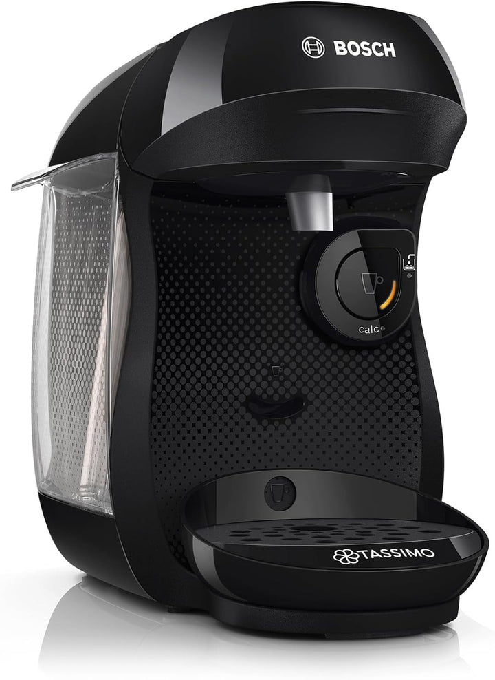 Bosch Tassimo Happy Friendly mașină de capsule TAS107E, Peste 70 de băuturi, Potrivit pentru toate ceștile, Oprire automată, Durabil, Perfect dozat, Economisitor de spațiu, 1400 W, Crem / negru
