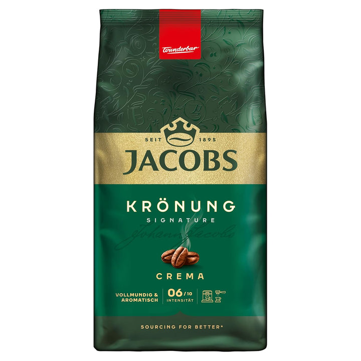 Jacobs Café Crema Gold Kaffeebohnen 1Kg – Vollmundig, Aromatisch, Fruchtige Note, Arabica & Robusta Bohnen, Intensität 5/10, Ideal Für Café Crema