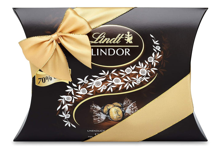 Lindt Schokolade LINDOR Kugeln 70 % Kakao Edelbitter-Schokolade | 322 G in Kissenpackung | Ca. 25 LINDOR Kugeln | Pralinen-Geschenk Oder Schokoladengeschenk