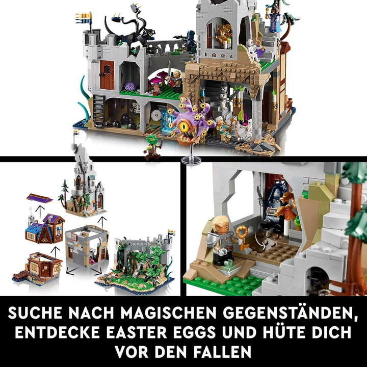 LEGO Ideas Dungeons & Dragons: The Saga of the Red Dragon, Set de construcție pentru adulți, Idei de cadouri Dungeons and Dragons pentru fani, Set de construcție Fantasy, Activitate creativă 21348