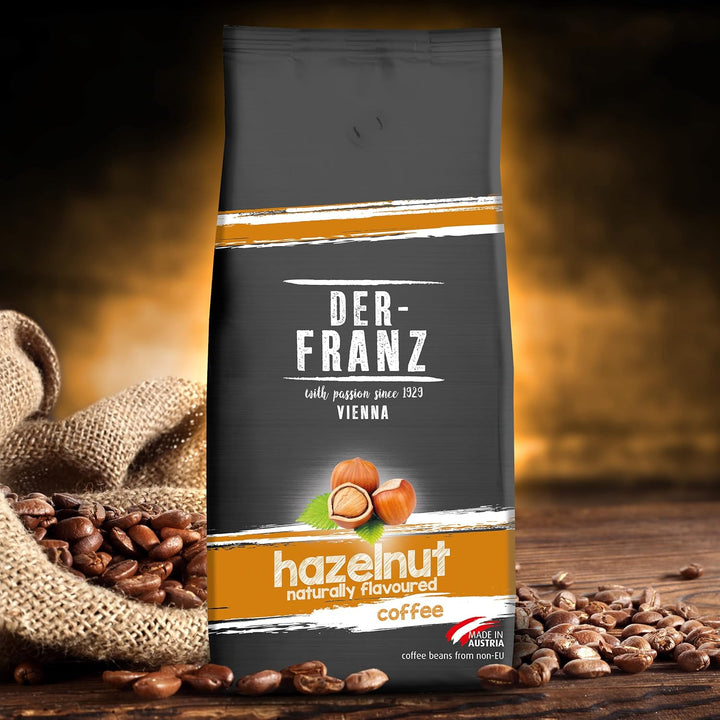 Der-Franz Kaffee, Mischung Aus Arabica Und Robusta, Geröstet, Ganze Bohne Aromatisiert Mit Natürlicher Haselnuss UTZ, 1000 G