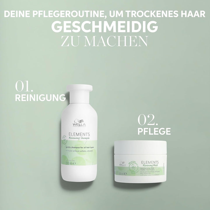 Wella Professionals Elements Renewing Shampoo Ohne Sulfate Und Silikone – Beruhigende Haarpflege Für Empfindliche Und Juckende Kopfhaut – Mit Aloe Vera Und Vitmain E – 250 Ml