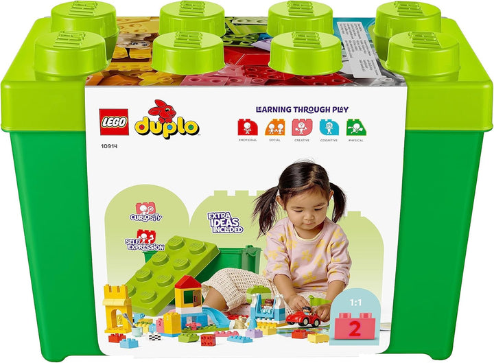 LEGO 10914 DUPLO Deluxe Brick Box, jucărie educativă cu cărămizi și cutie de depozitare, cutie creativă pentru bebeluși și copii mici de la 1,5 la 3 ani, set cadou