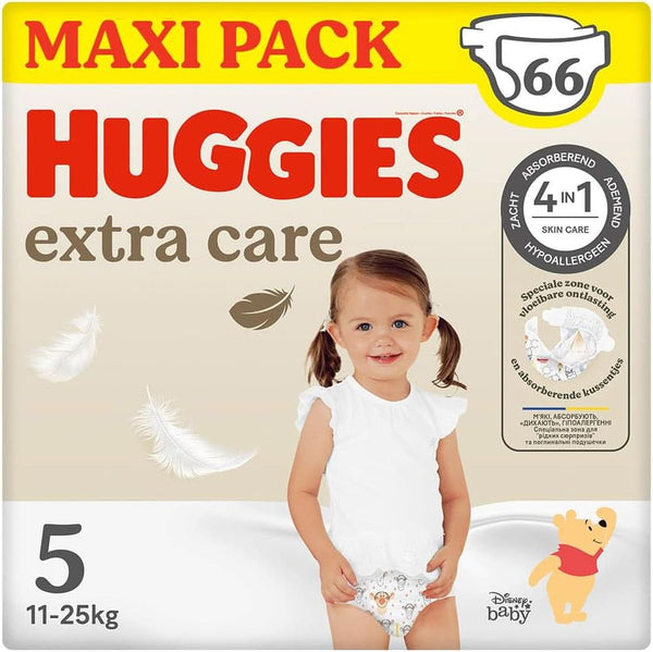 Huggies Extra Care Babywindeln Mit Disney, Größe 5 (12-22 Kg), 2 Packungen X 33 Windeln, Insgesamt 66 Windeln