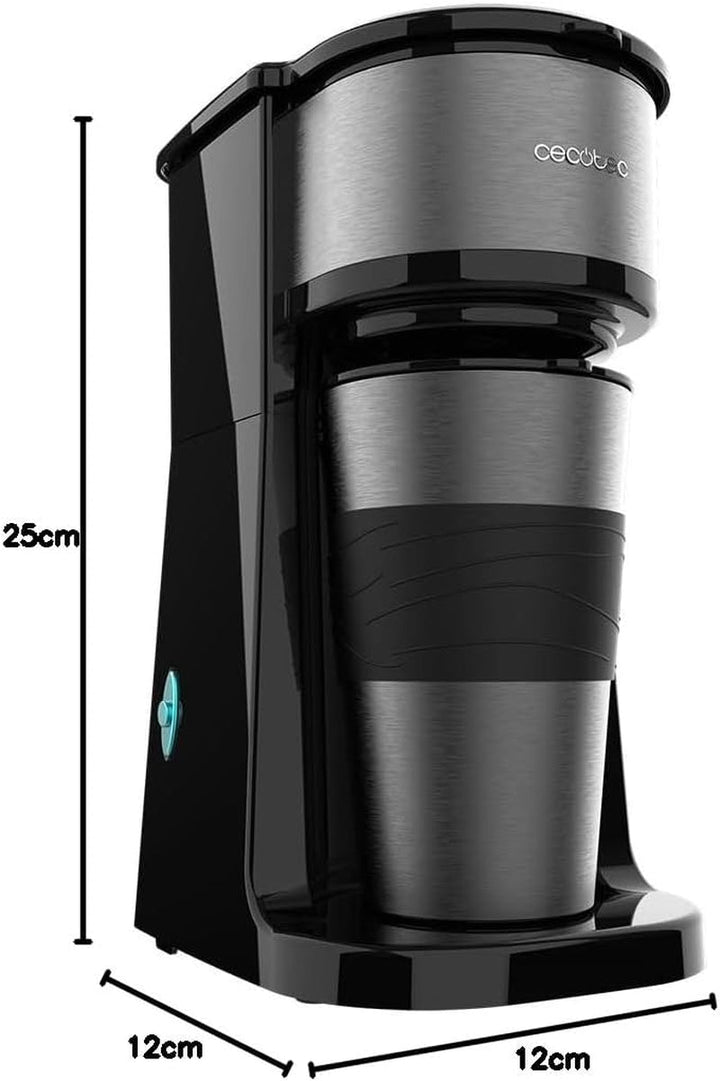 Cafetieră Cecotec cu termos Cafea 66 Drop & Go 700 W, Capacitate 420 ml, Gura de scurgere, Filtru permanent sau filtru de hârtie, Funcție de oprire automată, Recipient cu fereastră