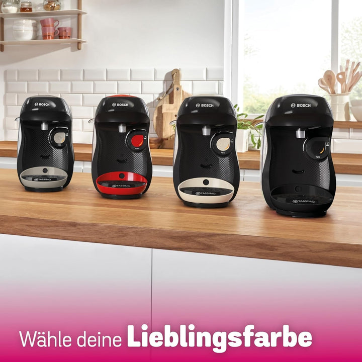Bosch Tassimo Happy Friendly mașină de capsule TAS109E, Peste 70 de băuturi, Potrivit pentru toate ceștile, Oprire automată, Durabil, Perfect dozat, Economisitor de spațiu, 1400 W, Negru/bej