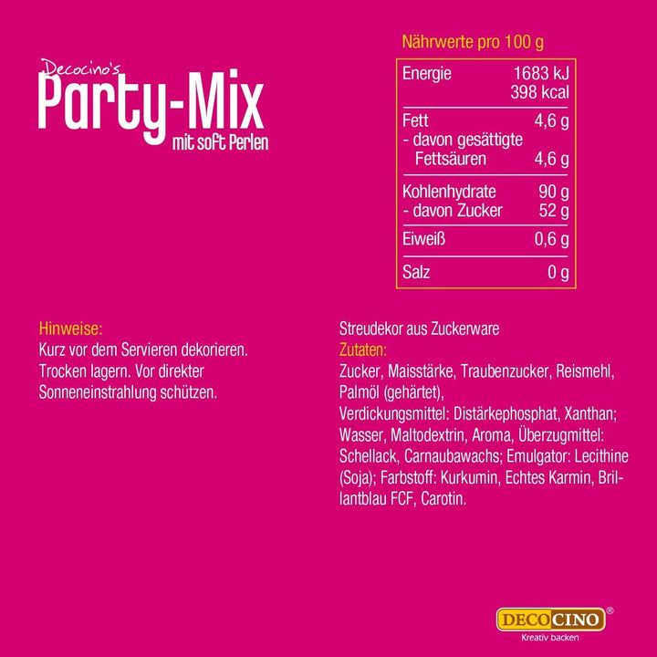 DECOCINO Party Mix, perle de zahăr, decorațiuni de stropit, confetti, 95 grame