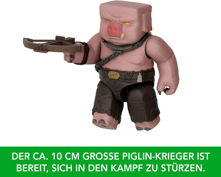 Mattel Minecraft Action Figure Set, Ghast With Fire Attack, Lights, Noise, Starter And Projectile, Piglin Warrior, Inspired By The Movie, JFB69