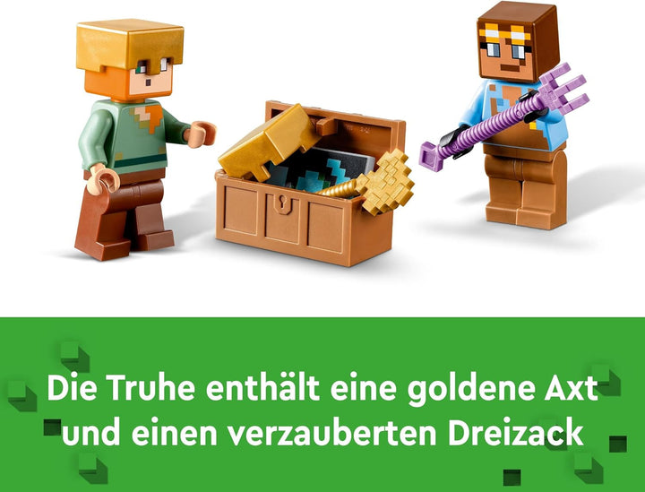LEGO Minecraft The Armoury, set de jocuri cu figuri de eroi, arme de jucărie și figura Alex, jucărie de acțiune pentru băieți și fete, cadou pentru gameri și copii de la 7 ani 21252