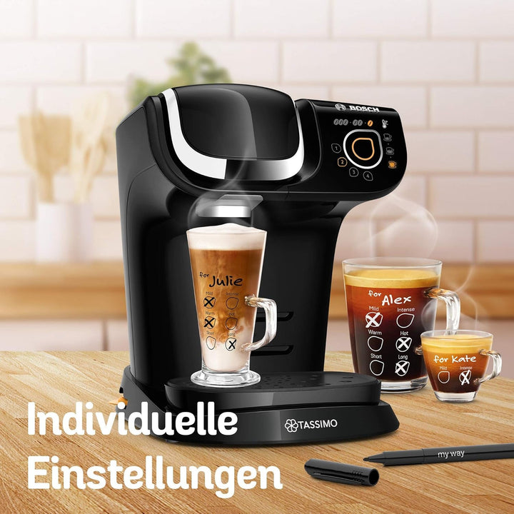 Aparat de cafea cu capsule Tassimo My Way 2 TAS6502 de la Bosch, Cu filtru de apă, Peste 70 de băuturi, Personalizare, Complet automat, Preparare ușoară, 1.500 wați, 1,3 litri, Negru