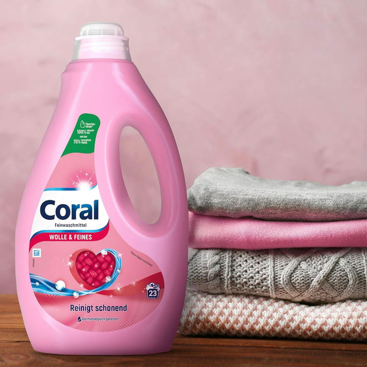 Coral detergent lichid delicat pentru lână și rufe delicate, 23 spalari, 1,15 litri