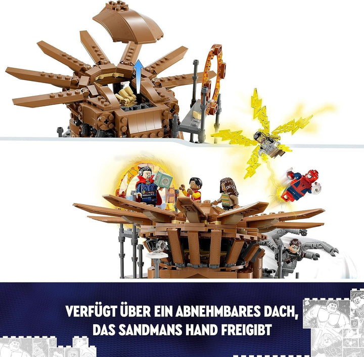 LEGO 76261 Marvel Spider-Man's Big Showdown, Spider-Man: No Way Home set cu 3 minifigurine Peter Parker plus Green Goblin, Electro, Sandman, Ned, Doctor Strange și MJ, model de colecție