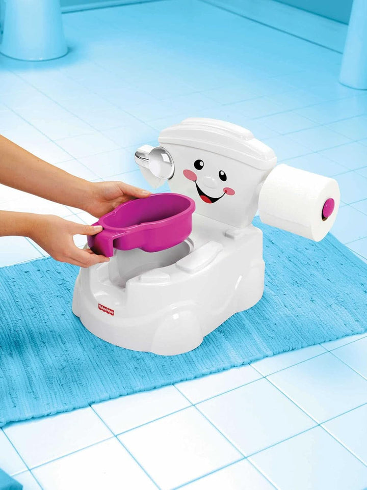 Fisher-Price Meine Erste Toilette, Baby Töpfchen, Mit Musik & Lustigen Sätzen, Tragbare Baby Toilette, Abnehmbarer Toilettenaufsatz, Deutsche Version, Ab 1 Jahr, P4326