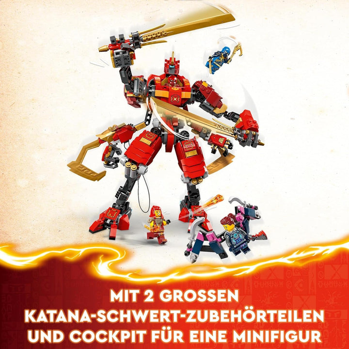 LEGO NINJAGO Kai's Ninja Climbing Mech Set, Jucărie Ninja cu figurină de acțiune construibilă și 4 mini figurine, set de aventură pentru copii, cadou de ziua de naștere pentru băieți și fete de 9 ani 71812