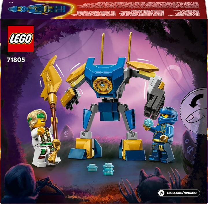 LEGO NINJAGO Jay Battle Mech, jucărie ninja pentru copii cu figurine, inclusiv minifigurina Jay cu mini katana, figurine de acțiune și mecs, cadou mic pentru băieți și fete creative de la 6 ani 71805