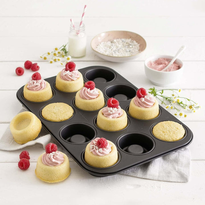 Zenker Cup-Cake-Backblech 12Er Set – Premium Antihaftbeschichtung, Für Perfekte Cupcakes, 385X265X30Mm, Hitzebeständig Bis 230°C