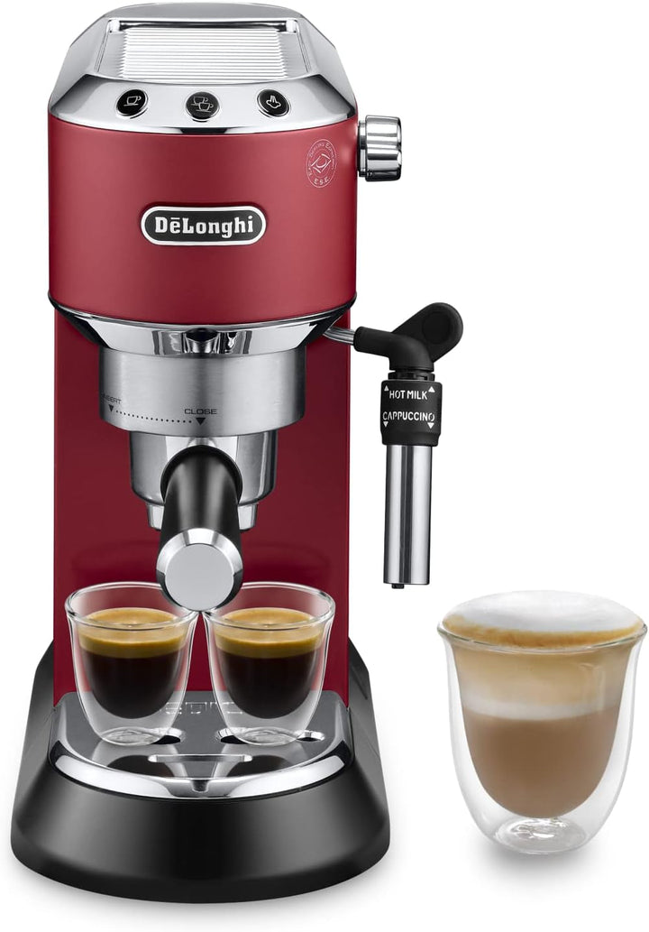De'Longhi Dedica Style EC 685.M - Mașină espresso portafilter, mașină espresso cu spumă de lapte profesională, doar 15 cm lățime, pentru cafea pudră sau doze ESE, rezervor de apă de 1 litru, argintiu