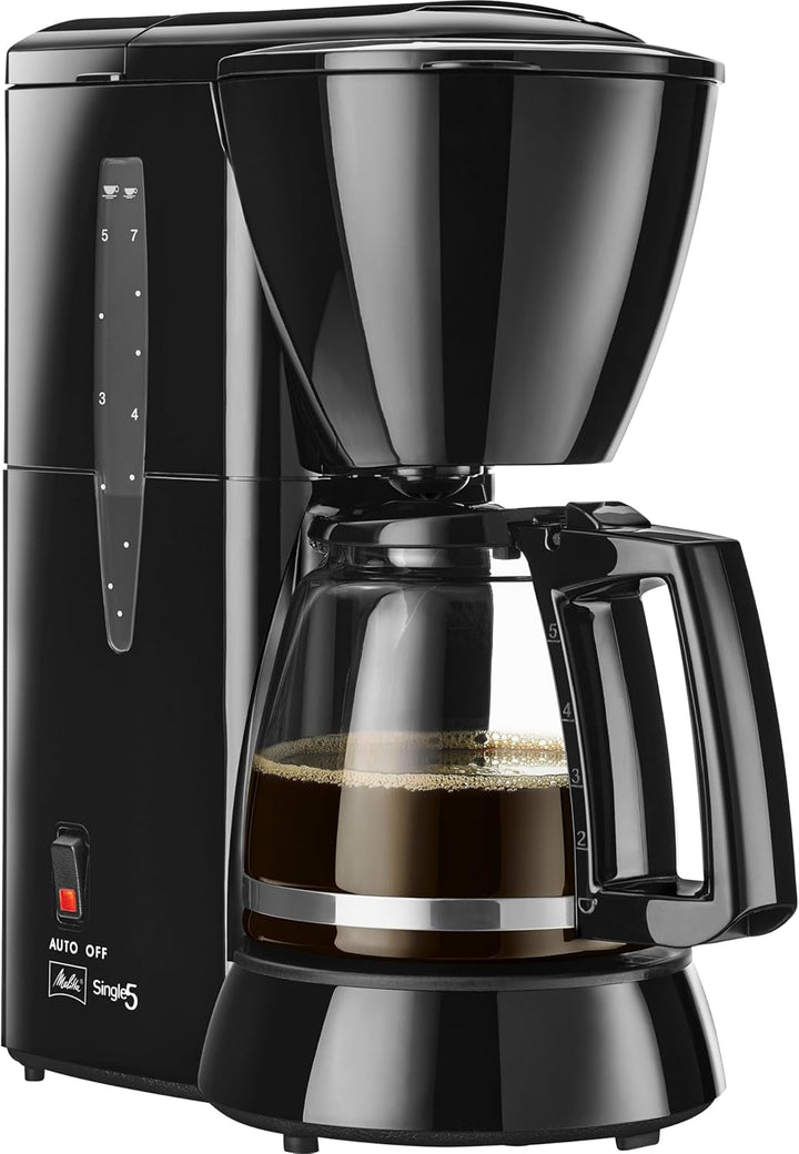 Melitta Single5 - Cafetieră cu filtru mic - Cu ulcior de sticlă - Stop picurare - 5 cești - Alb (M720WH)