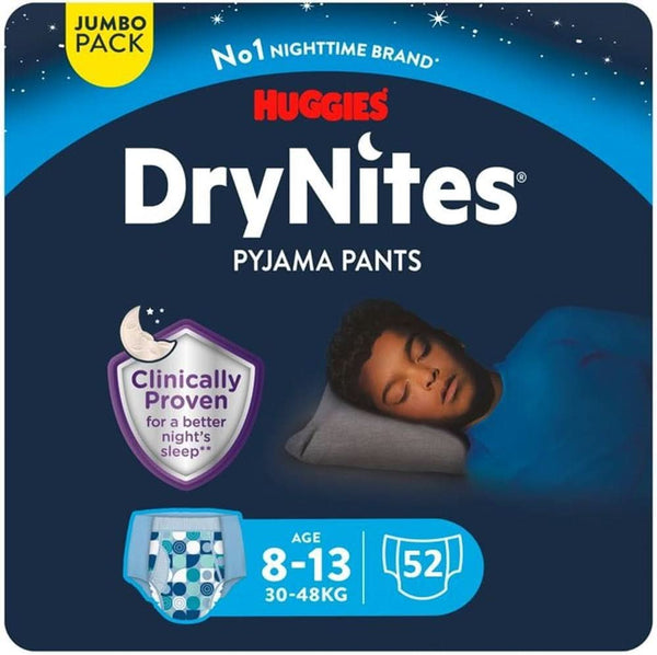 Huggies Drynites scutece de noapte absorbante Teen, pentru băieți 8-13 ani (27-57 kg), 4 x 13 bucăți