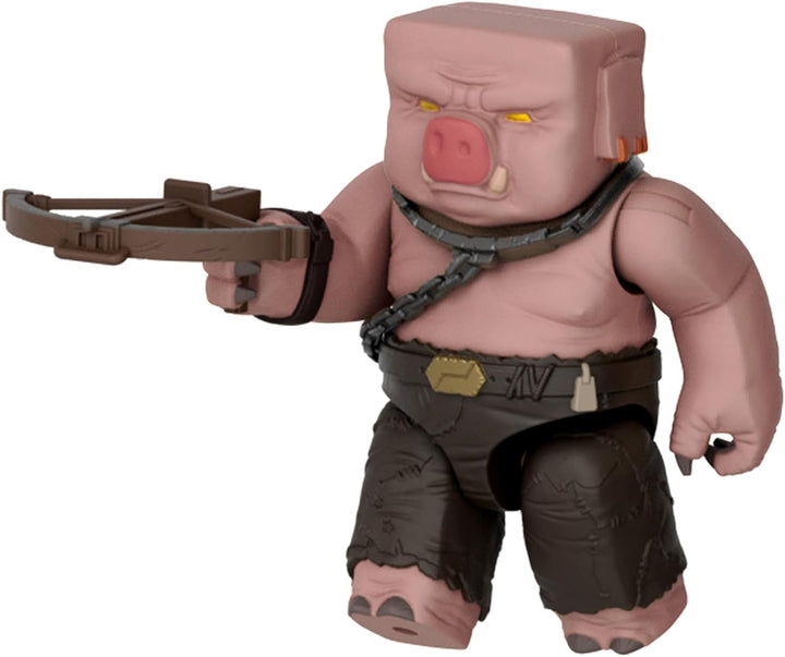 Mattel Minecraft Action Figure Set, Ghast With Fire Attack, Lights, Noise, Starter And Projectile, Piglin Warrior, Inspired By The Movie, JFB69