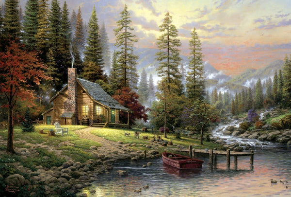 Schmidt Spiele 58455 Thomas Kinkade, Casă în munți, puzzle jigsaw 500 piese