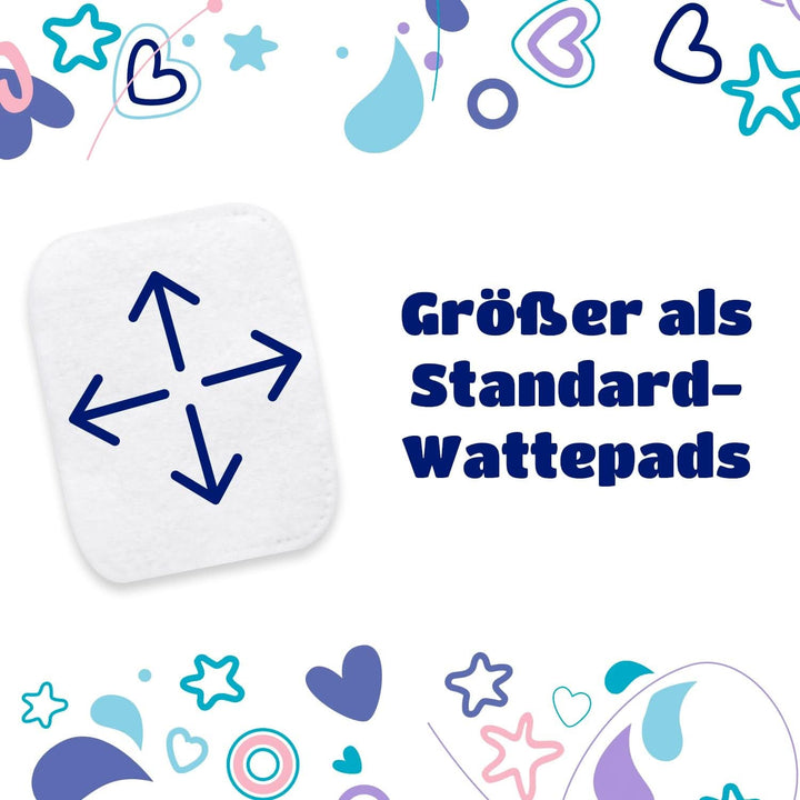 Kindii Pure Baby Pads - 100% Baumwolle - Große Quadratische Pads Für Empfindliche Haut - Ersetzt Feuchttücher - Weich - Weiche Kanten - Kein Ausfransen - 60 Stück.