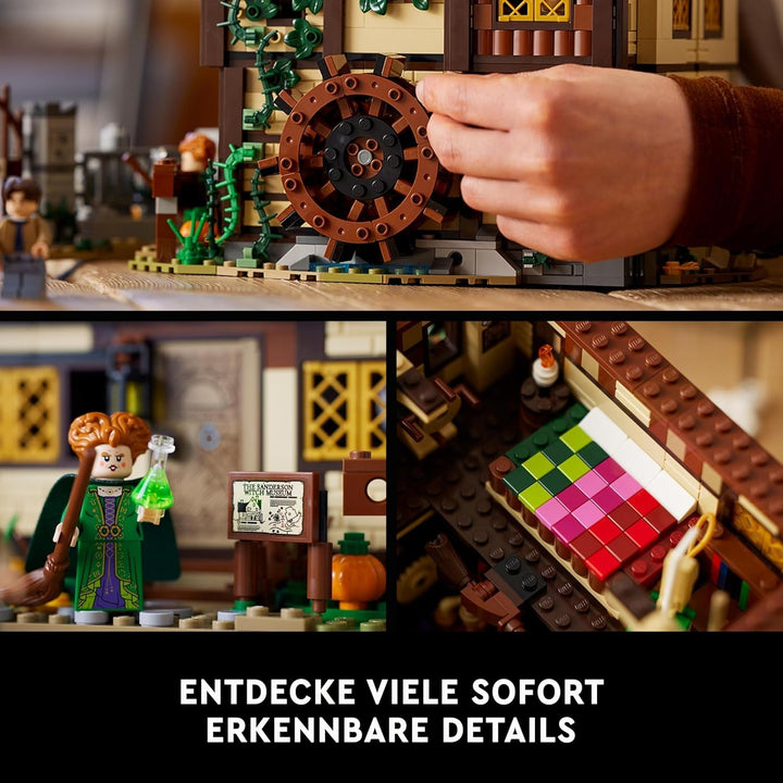 LEGO Ideas Hocus Pocus: Setul casei vrăjitoarelor surorilor Sanderson, kit de colecție pentru adulți cu casă, 6 minifigurine și accesorii, femei și bărbați 21341
