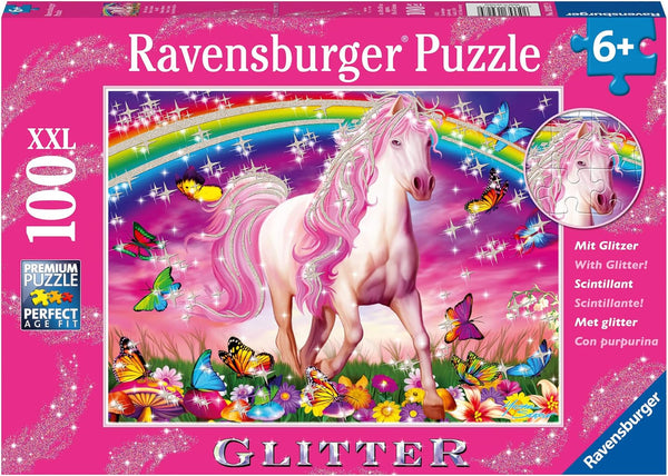 Ravensburger children's puzzle - 13927 Horse Dream - Puzzle cu cai pentru copii de la 6 ani în sus, Cu 100 de piese în format XXL, Cu sclipici