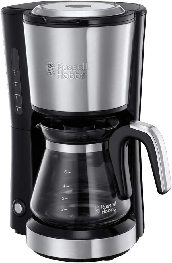 Russell Hobbs Cafetiera Mini [Cap efervescent pentru extracție optimă și aromă] Compact (Max 5 cești, 0.6L ulcior din sticlă, incl filtru permanent, placă de încălzire) Cafetieră cu filtru compact 24210-56
