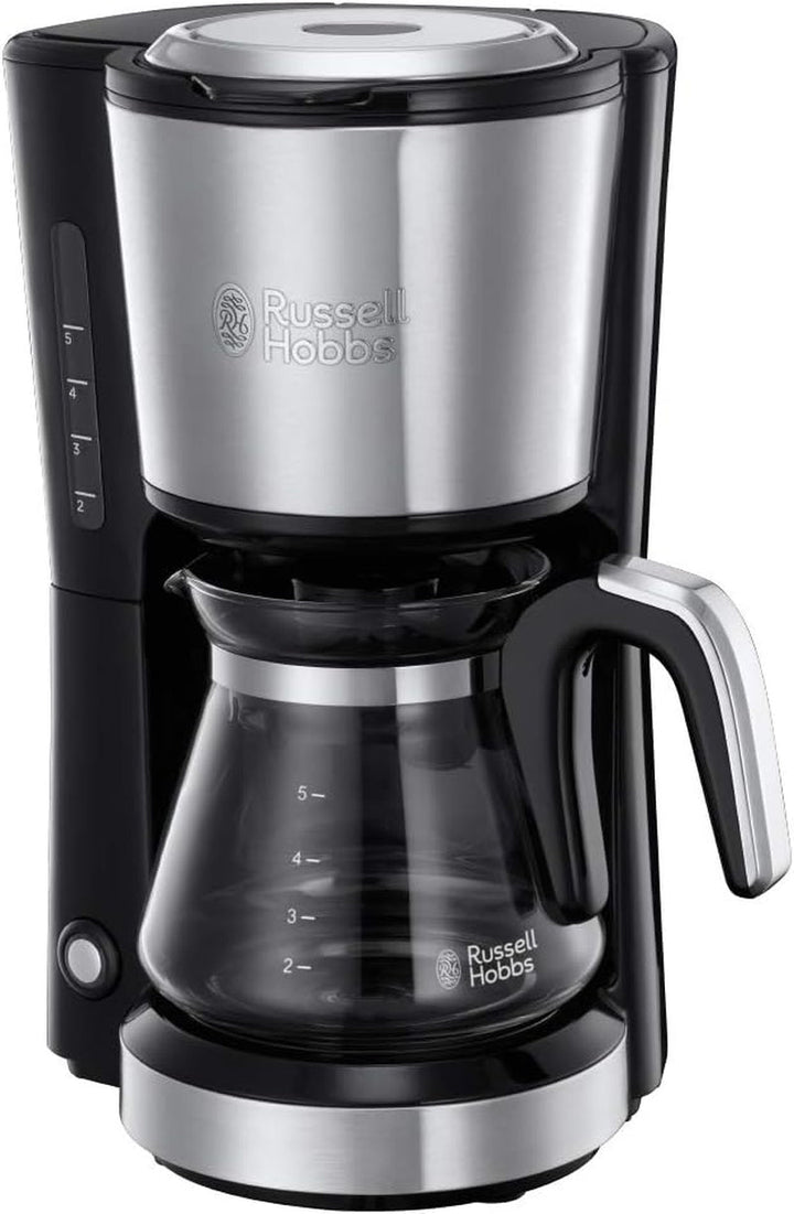 Russell Hobbs Cafetiera Mini [Cap efervescent pentru extracție optimă și aromă] Compact (Max 5 cești, 0.6L ulcior din sticlă, incl filtru permanent, placă de încălzire) Cafetieră cu filtru compact 24210-56