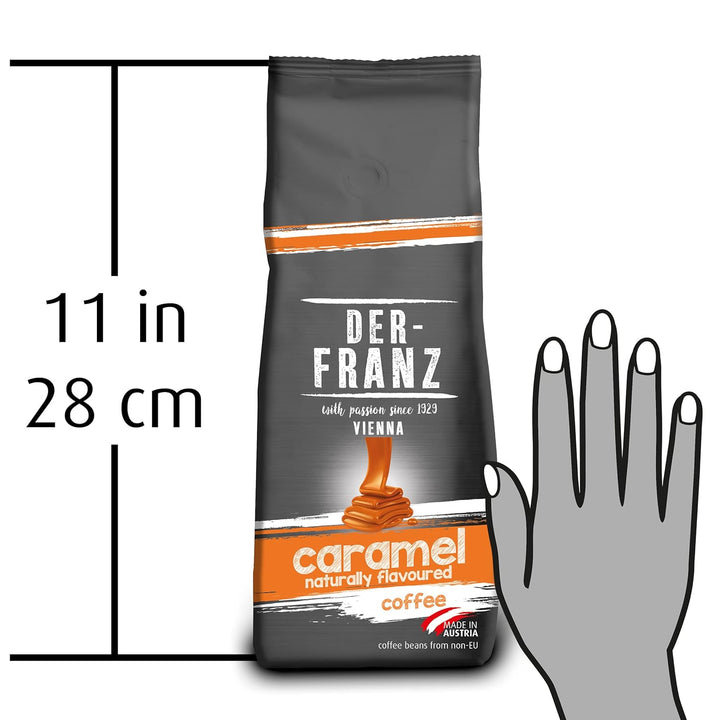 Der-Franz Kaffee, Aromatisiert Mit Karamaell, Intensität3/5, Arabica Und Robusta Kaffeebohnen, 3 X 500 G