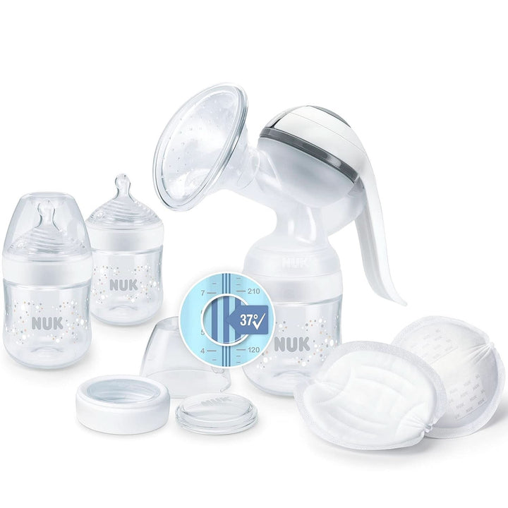 NUK Nature Sense Handmilchpumpe | Still-Set Mit Handmilchpumpe, Babyflaschen & Ultra Dry Comfort Stilleinlagen | 6-Teilig