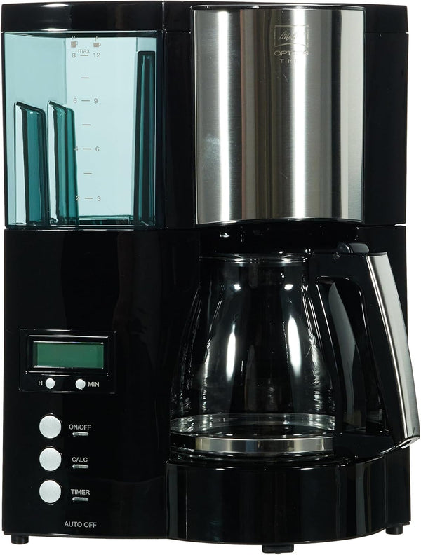 Melitta Optima Timer - Cafetieră cu temporizator, Cafetieră cu filtru, cu cană de sticlă și rezervor de apă detașabil, Pentru până la 8 cești de cafea, Negru